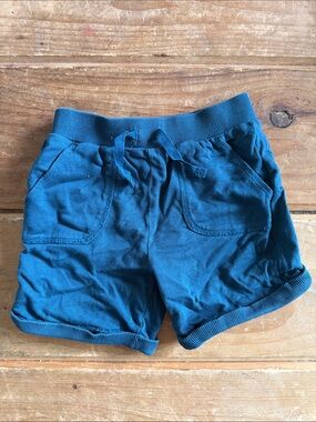 Toddler Teal Knit Drawstring Shorts with Pockets
